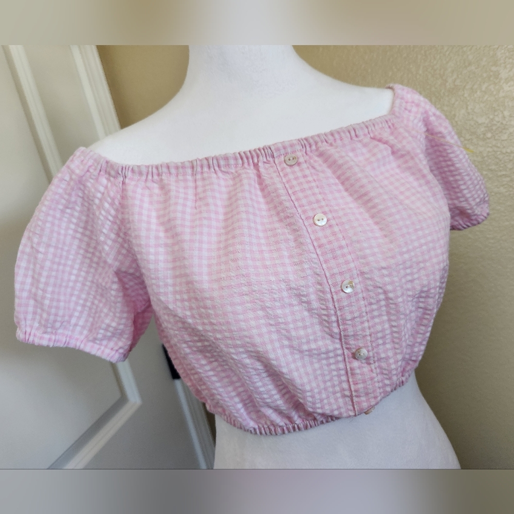 MINKPINK Cropped Top Pink White Size Small